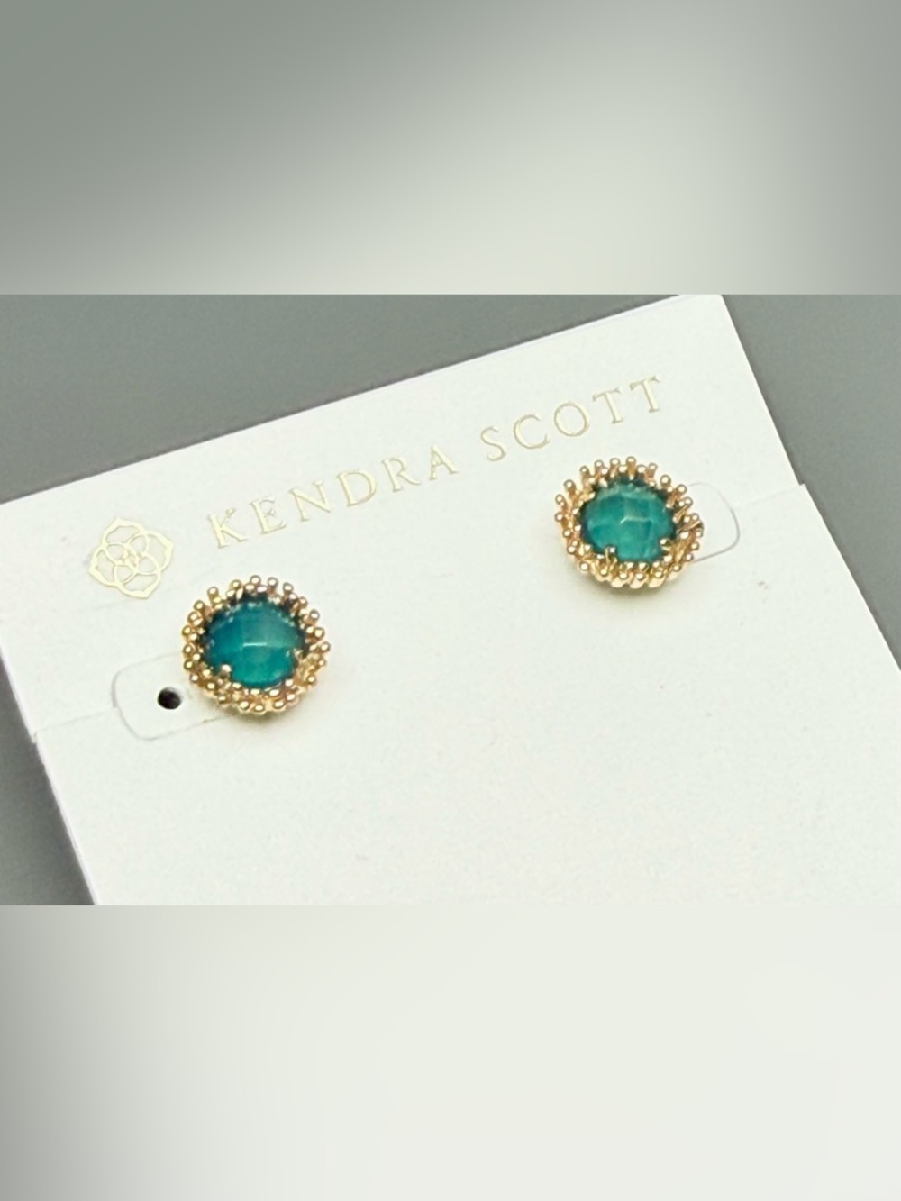 Kendra Scott Vintage Carly Gold Studs in Teal Agate